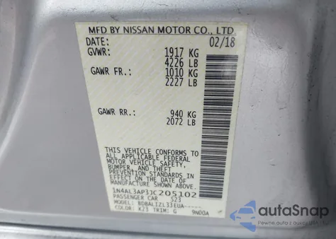 2018 Nissan Altima 2.5 Sv from USA, damaged, VIN 1N4AL3AP3JC205102